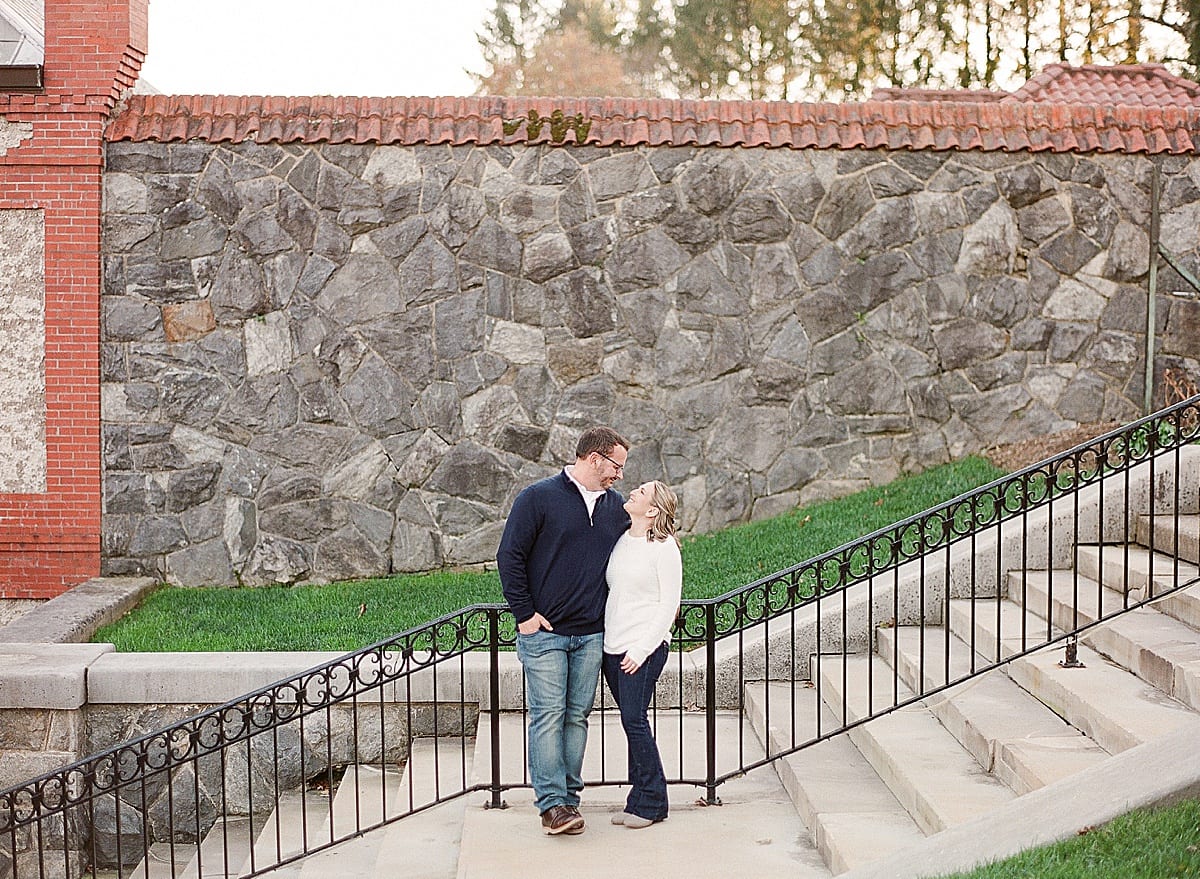 Couple Smiling at Each Other on Steps at Biltmore Gardens Photo