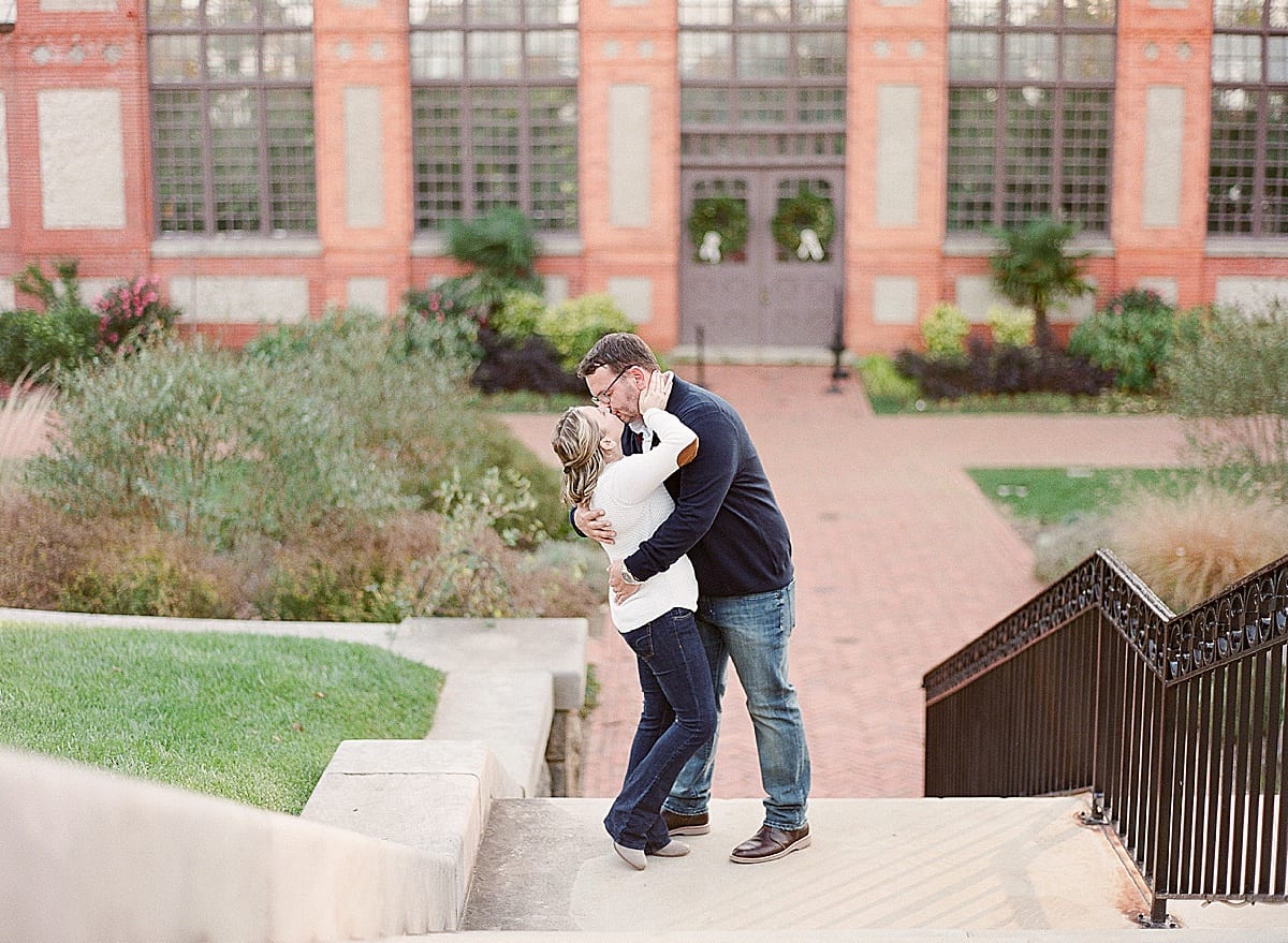 Couple Kissing on Steps at Biltmore Gardens Conservatory Photo