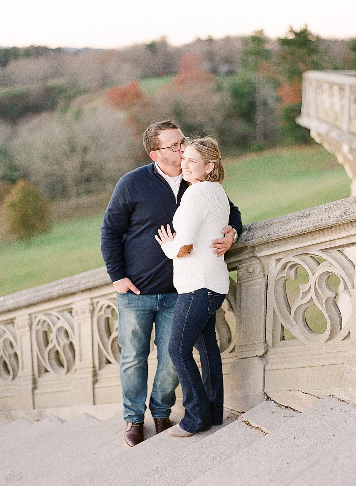Couple Snuggling on Steps at Biltmore Photo