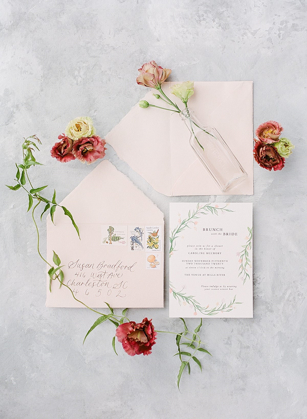 Detail of Invitation Suite for Bridal Shower With Flowers Photo
