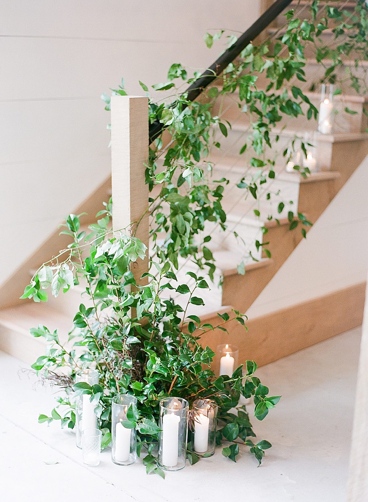 Stairway with Greenery and Candles Photo
