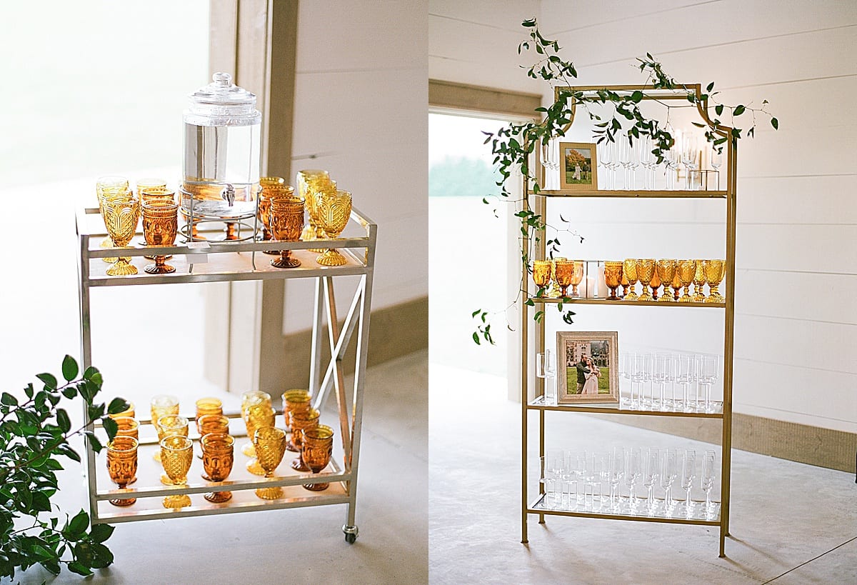 Carts with Amber Glasses at Bridal Shower Photos