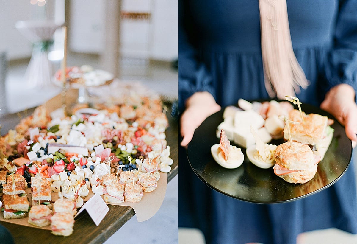 Bridal Shower Brunch Table of Finger Foods and Girl Holding Plate of Food Photos