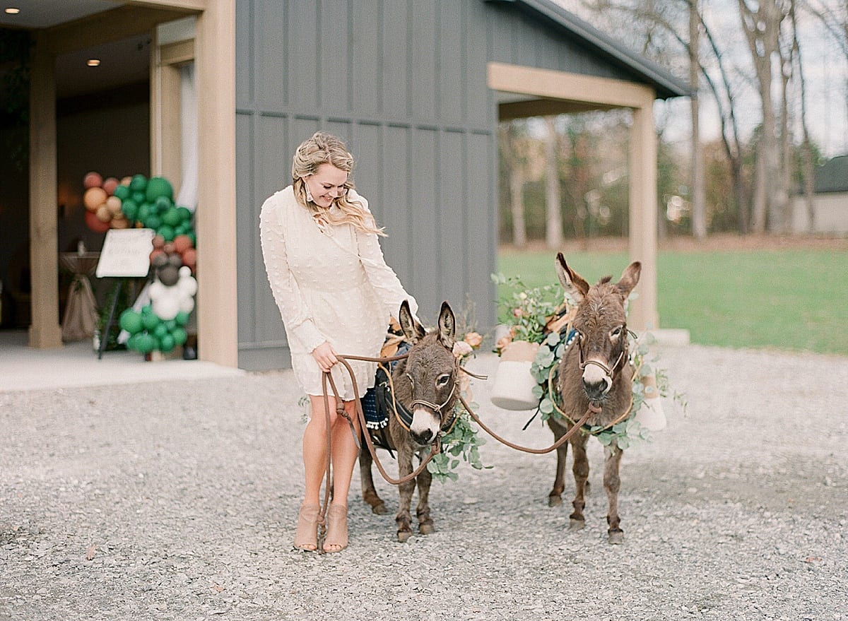 Bride To Be With Donkeys at Bridal Shower Photo