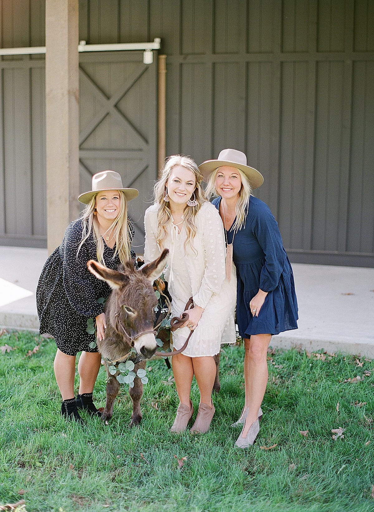 Bride with Friends at Bridal Shower With Donkey Photo