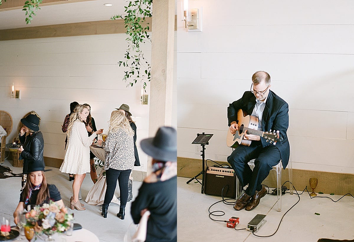Bride to Be Mingling with Guests and Guitarist Playing Music Photos