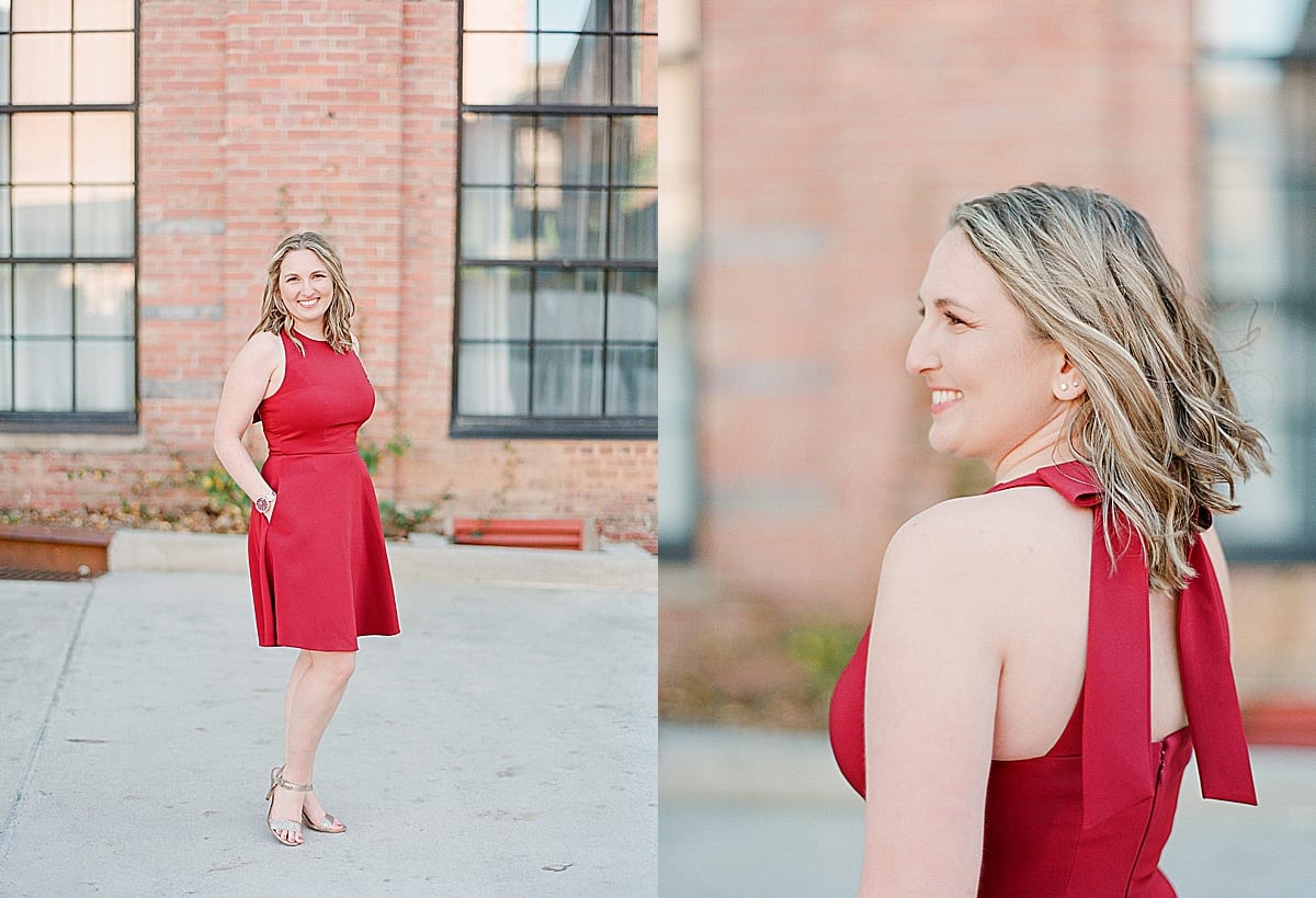 Downtown Asheville Hotel Engagement Session Lady in Red Dress Photos