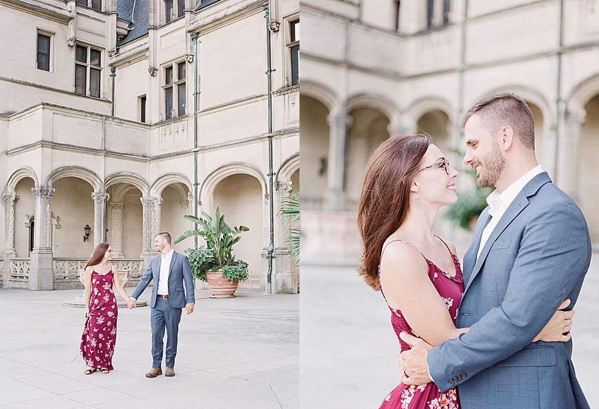 Couple Holding Hands and Hugging at Biltmore Estate Photos