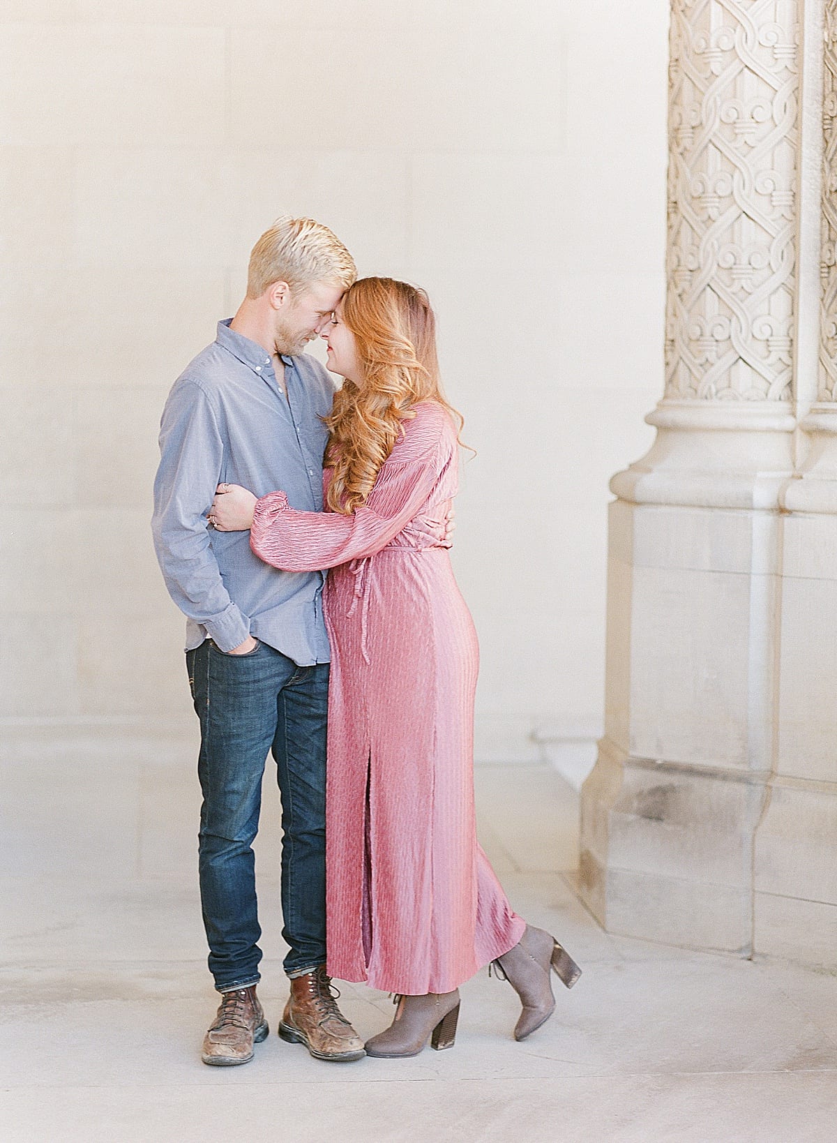 Couple Nose to Nose Engagement Session Outfit Inspiration Photo