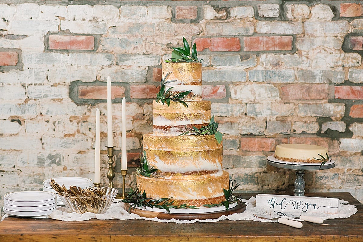 Fall Gold Cake at Wedding Reception Photo