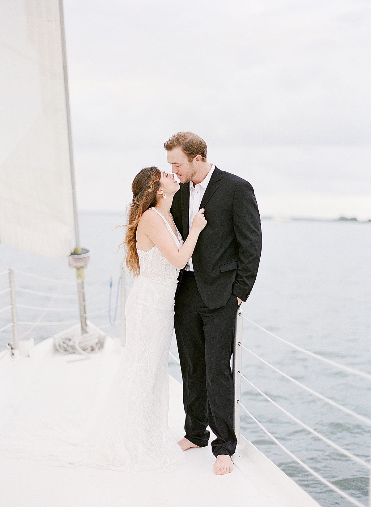 Hilton Head South Carolina Bride and Groom on Sailboat Photo