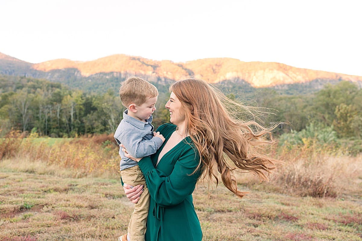 Lake Lure Family Photo Session Mom Spinning Little Boy Photo