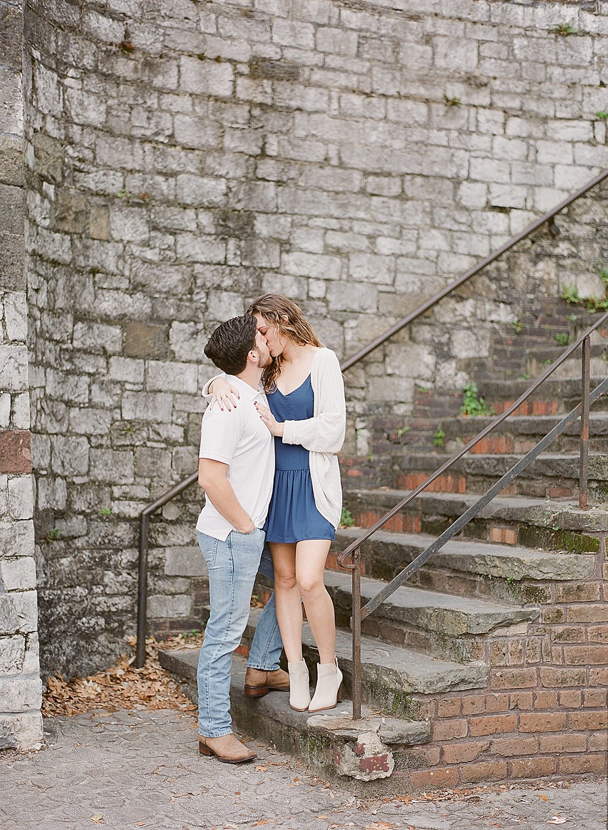 Photographer in Savannah Georgia Captures Couple Kissing On Stairs Photo