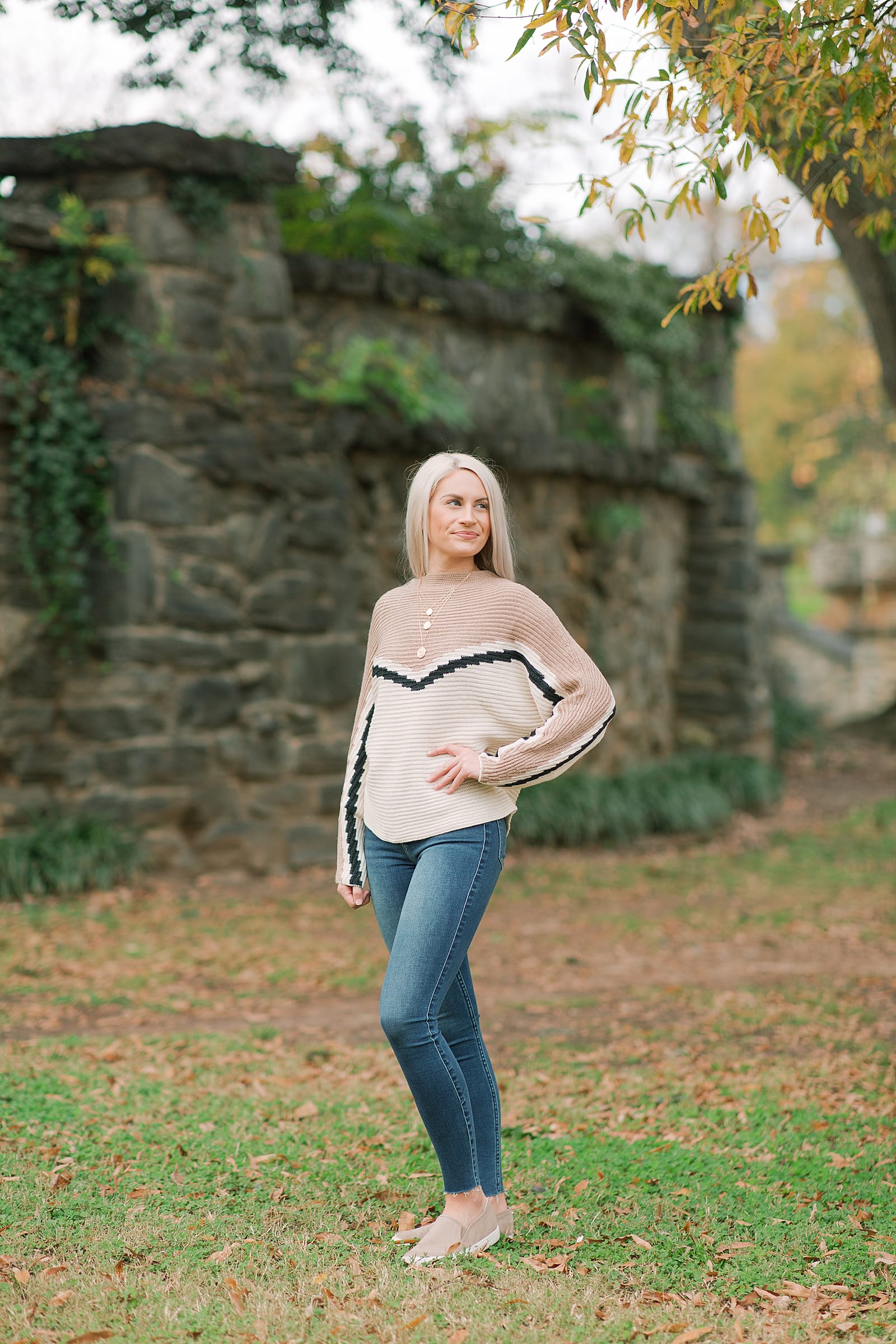 Piedmont Park Atlanta Girl in Front of Stone Wall Photo