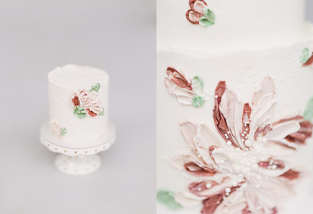 Small Cake on Pedestal and Up Close Detail Photos