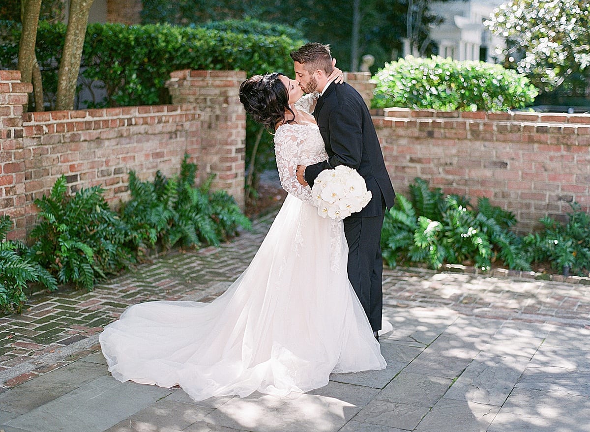 Bride and Groom Kissing at William Aiken House Photo