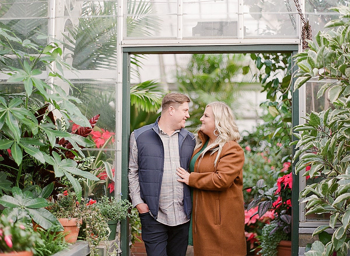 Couple Smiling at Each Other in Biltmore Conservatory Photo 