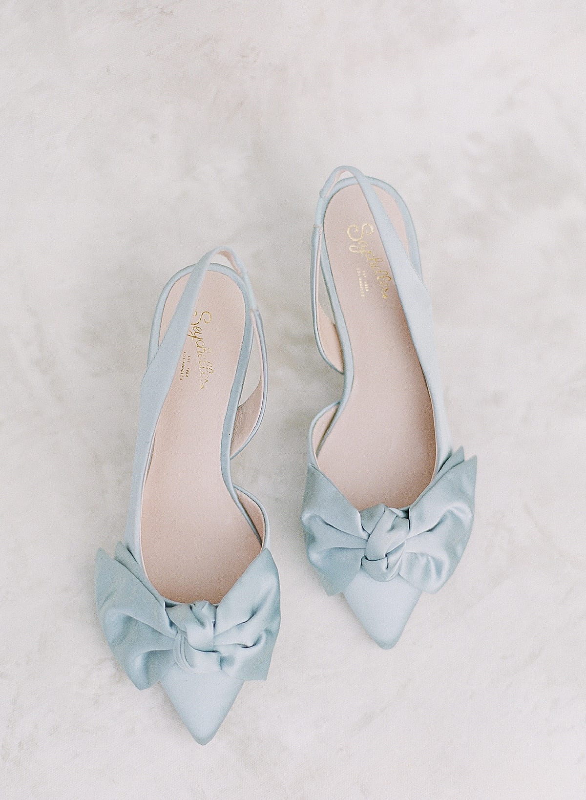 Designer Wedding Shoes Blue Heels with Bow on the toe Photo