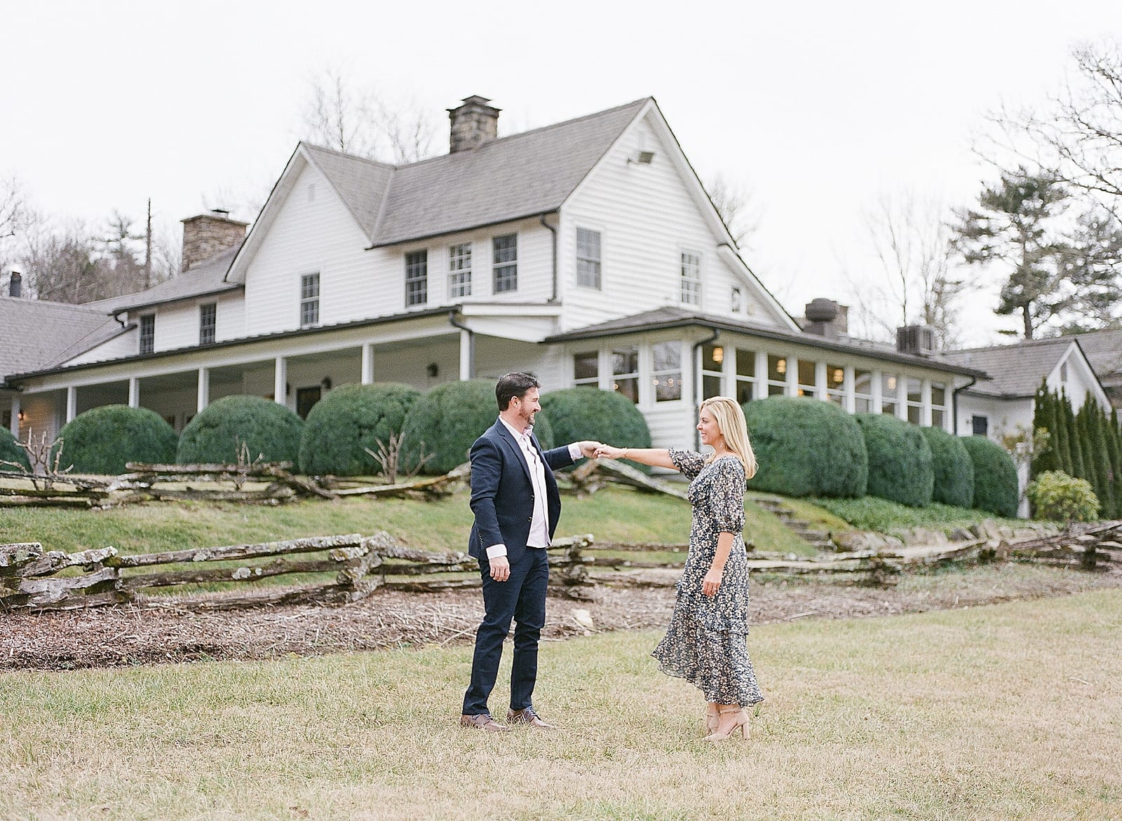 Couple twirling at Old Edwards Inn Half Mile Farm Photo