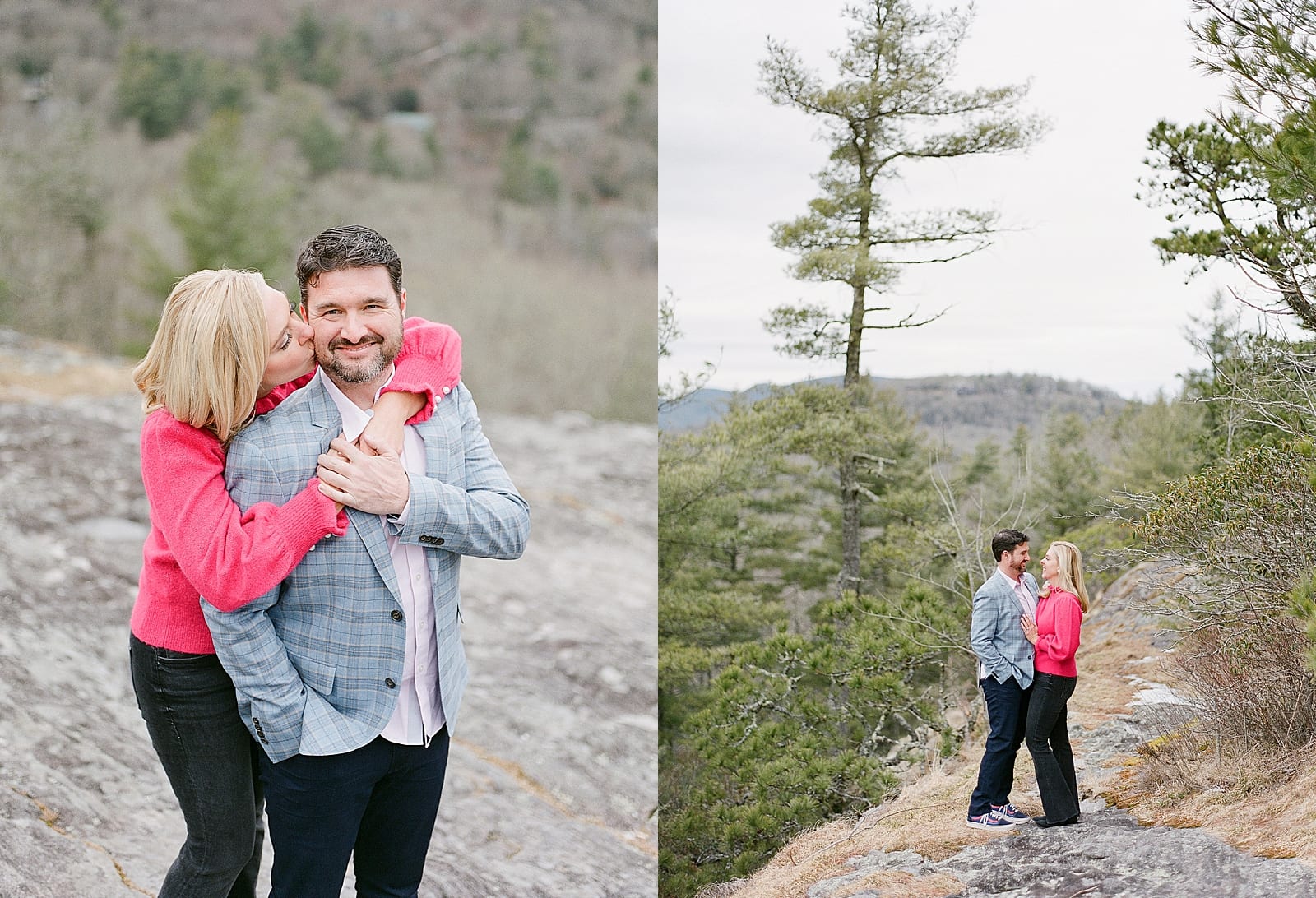 Couple Hugging on Sunset Rock in Highlands North Carolina Photos