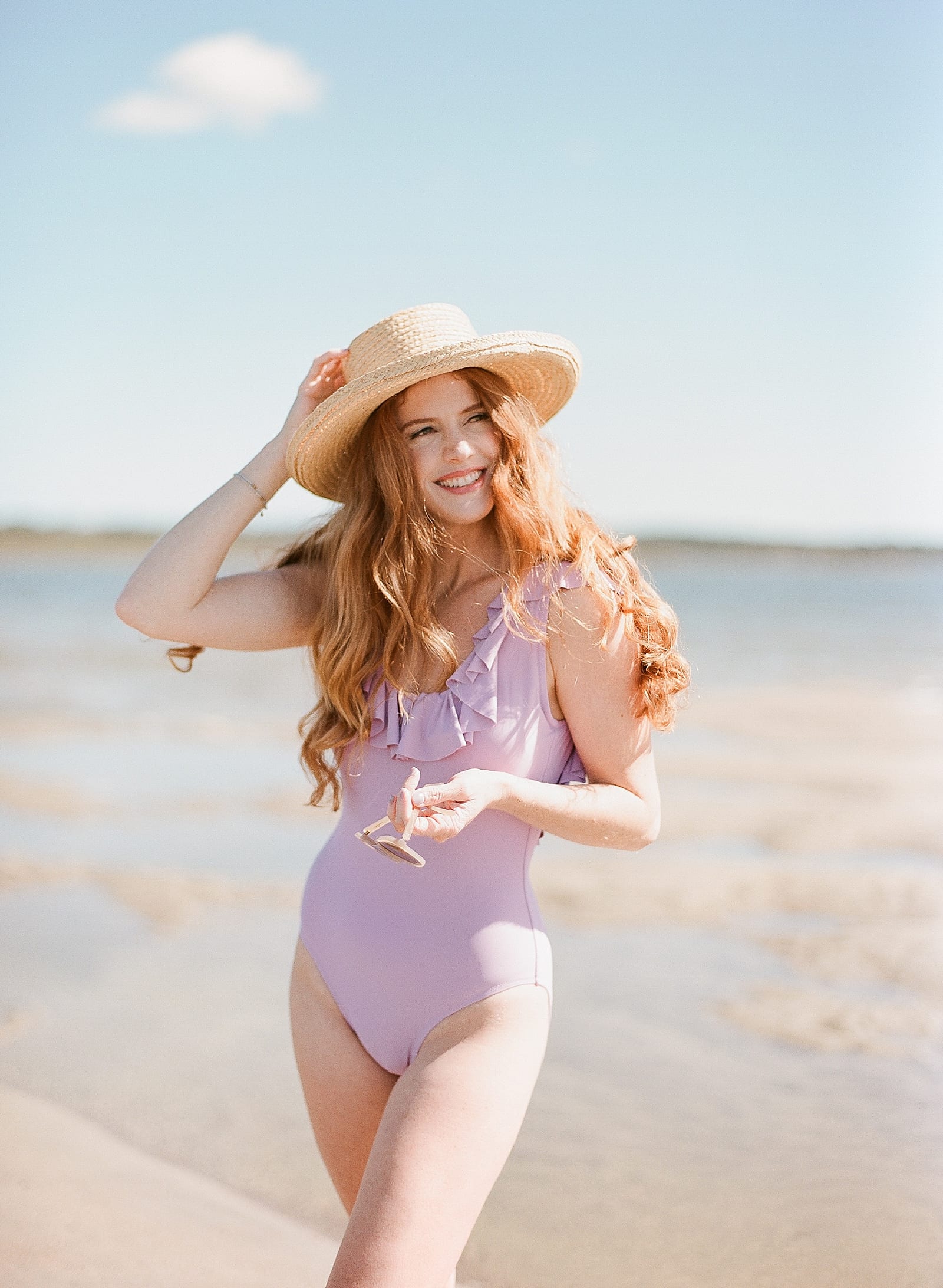 Beaufort SC Girl in Purple Suit with Straw Hat Photo