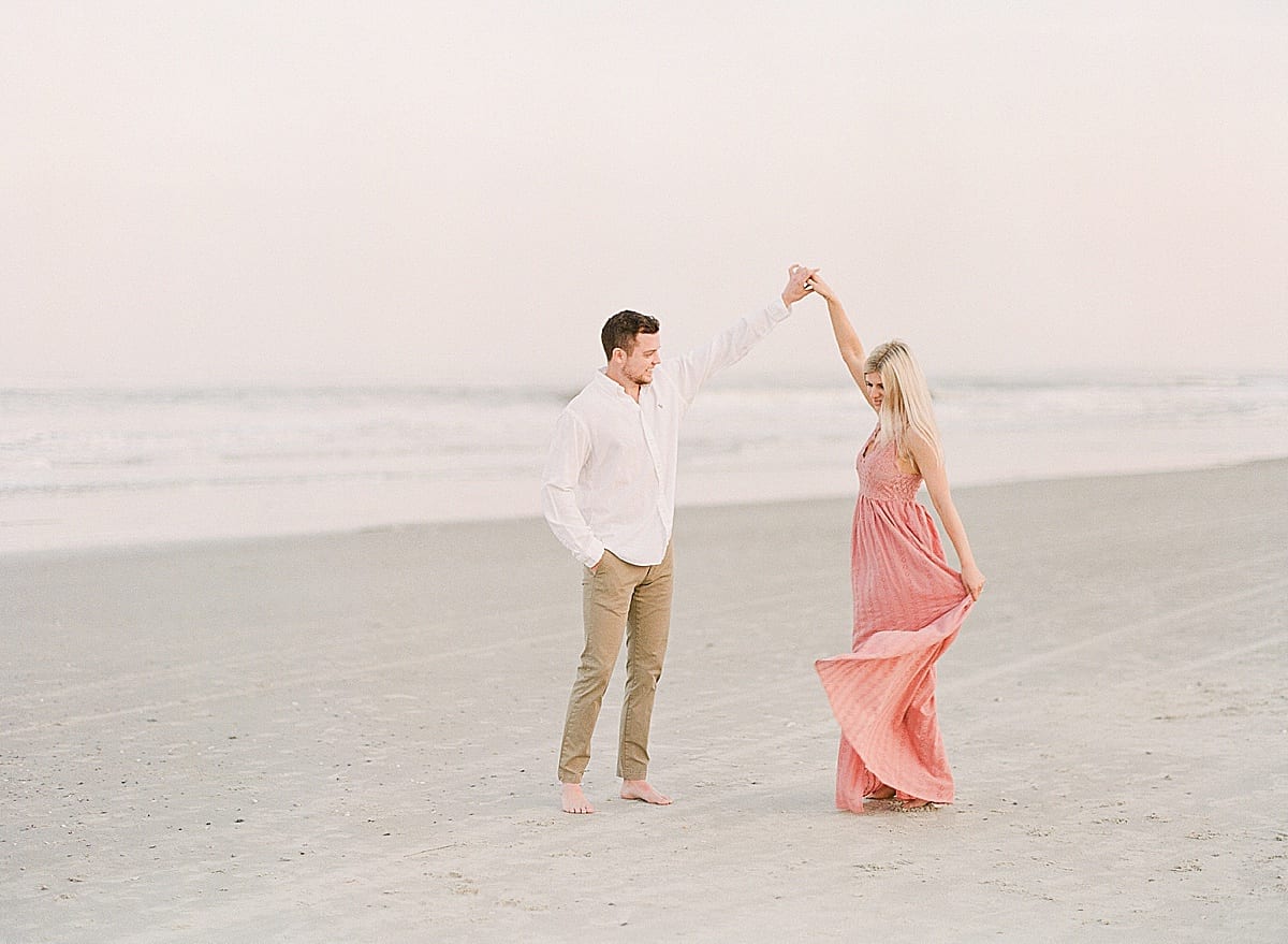 Hunting Island State Park Engagement Session Couple Dancing on the Beach Photo

