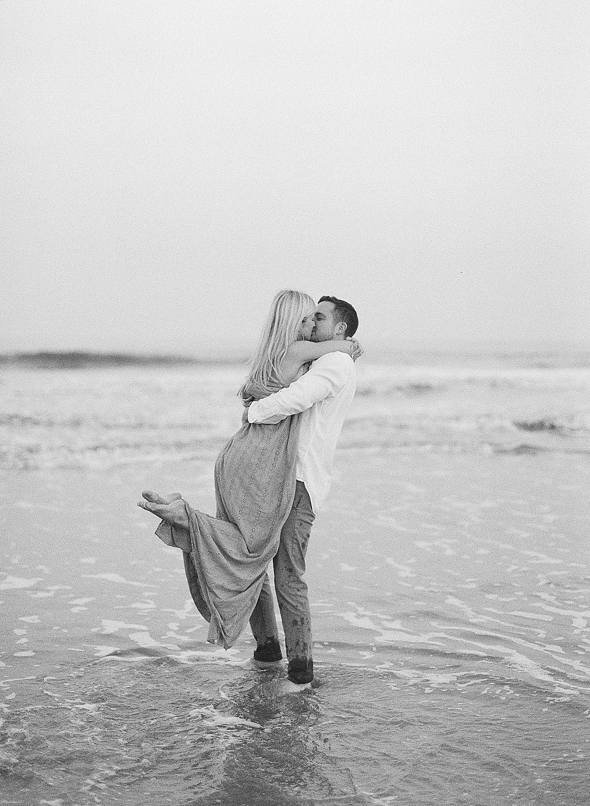 Hunting Island State Park Black and White of Couple Kissing in The Ocean Photo