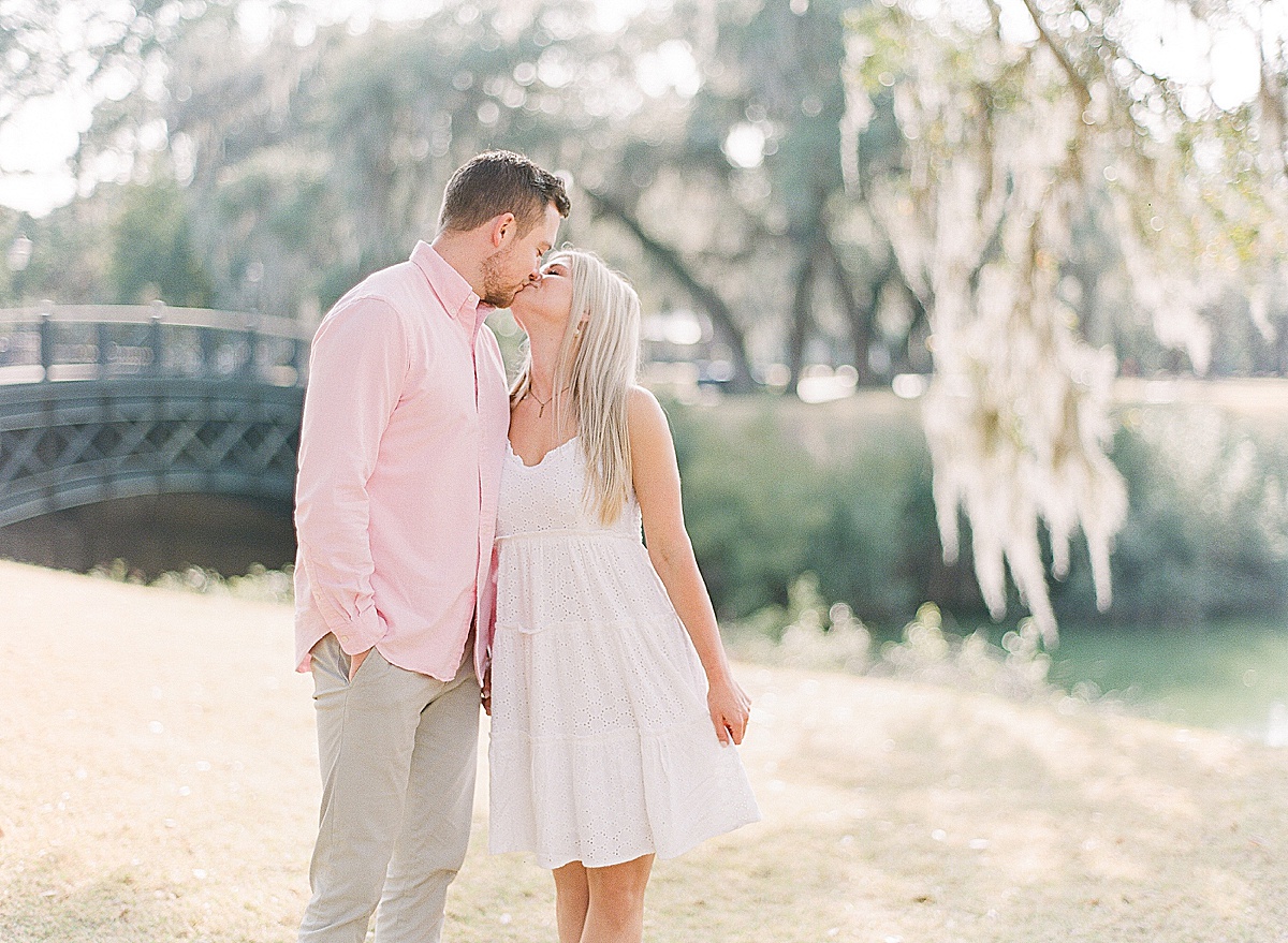 Palmetto Bluff Engagement Session Couple Kissing Photo