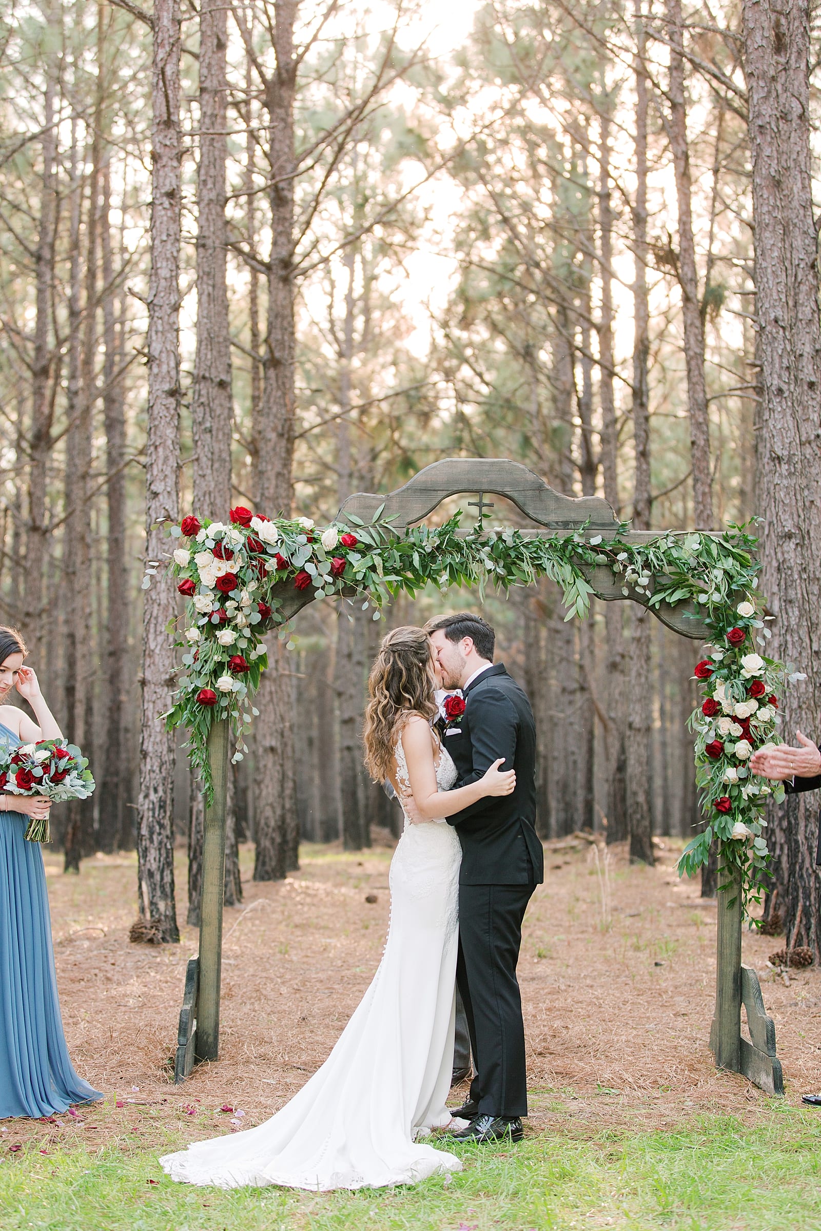 Savannah GA Wedding Photographer Bride and Groom First Kiss at Alter Photo