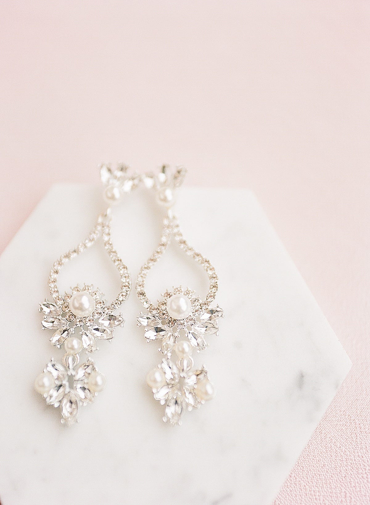 Bridal Earrings on Marble Photo