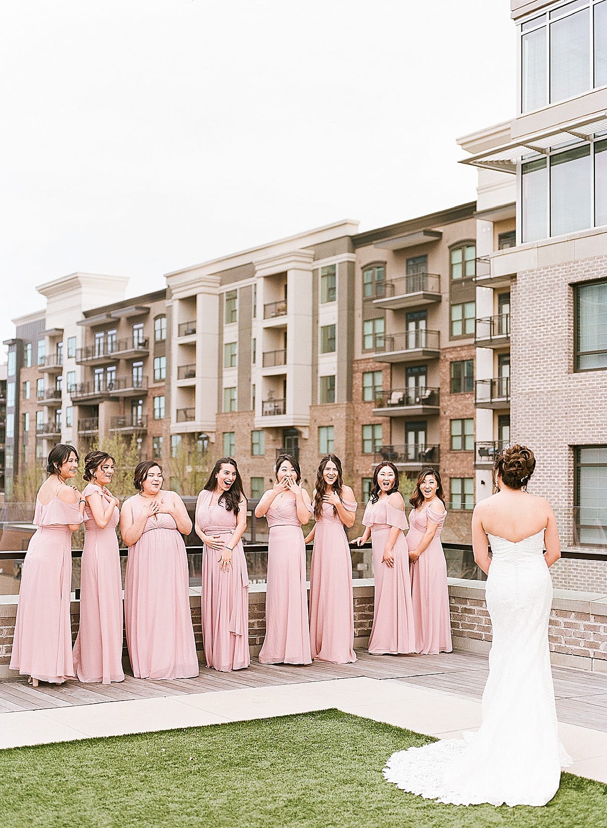 The Hotel at Avalon Brides First Look with Bridesmaids Photo