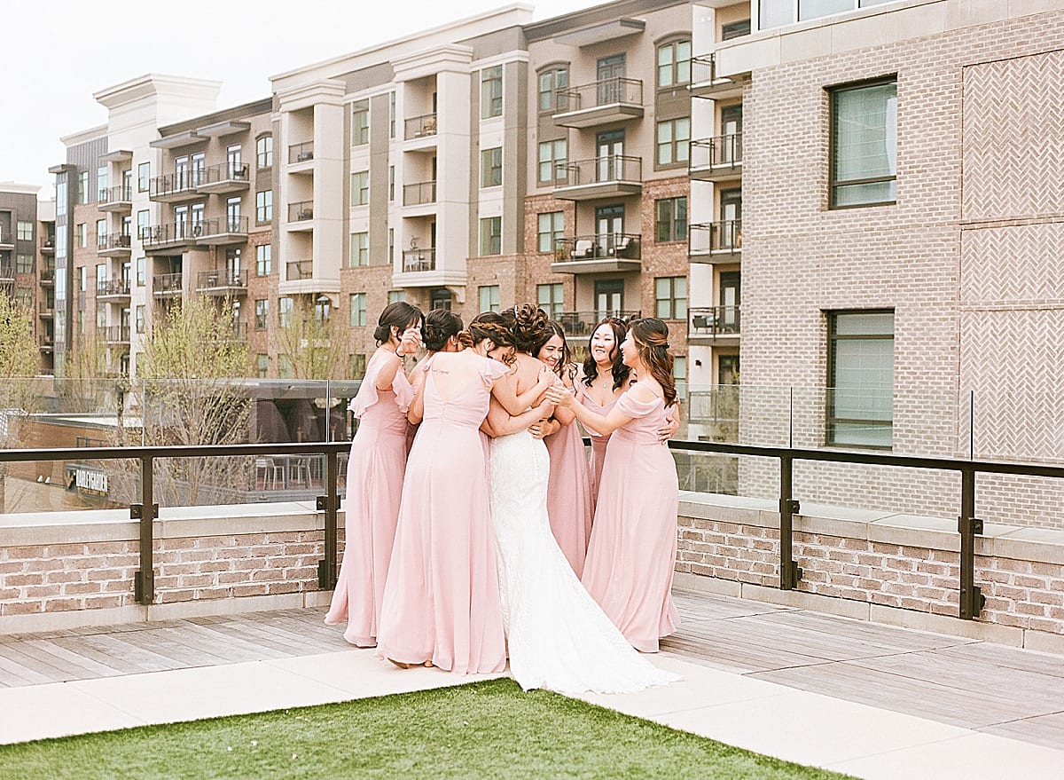 The Hotel at Avalon Bride and Bridesmaids Hugging Photo