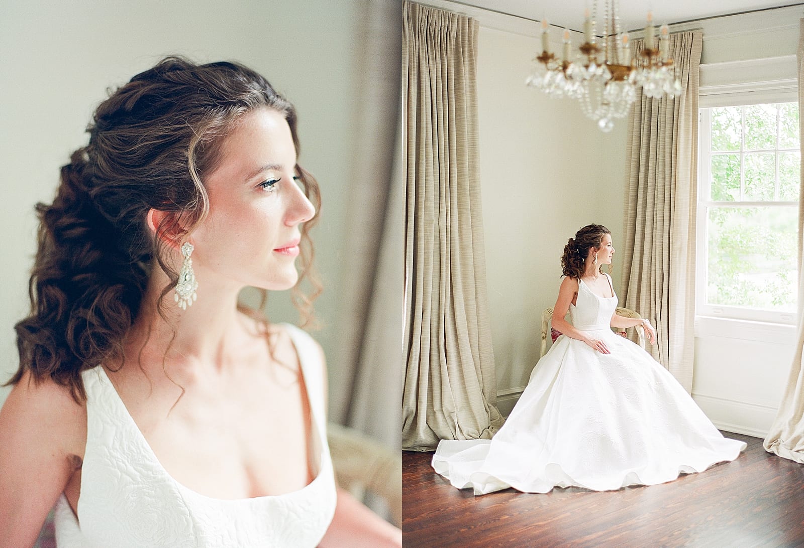 Bridal Portraits Bride Sitting Looking Out Window Photo