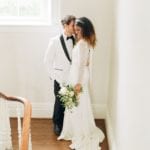 Greensboro NC Wedding Venues Bride and Groom at Top of Stairs Photo