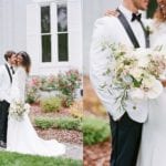 Greensboro NC Wedding Venues Bride and Groom Snuggling and Bouquet Detail Photos