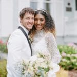 Greensboro NC Wedding Venues Bride and Groom Smiling at Camera Photo