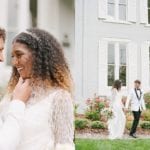 Greensboro NC Wedding Venues Bride and Groom Smiling at Each Other Photos