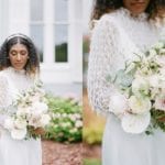 Greensboro NC Wedding Venues Bride Looking Down and Bouquet Detail Photos