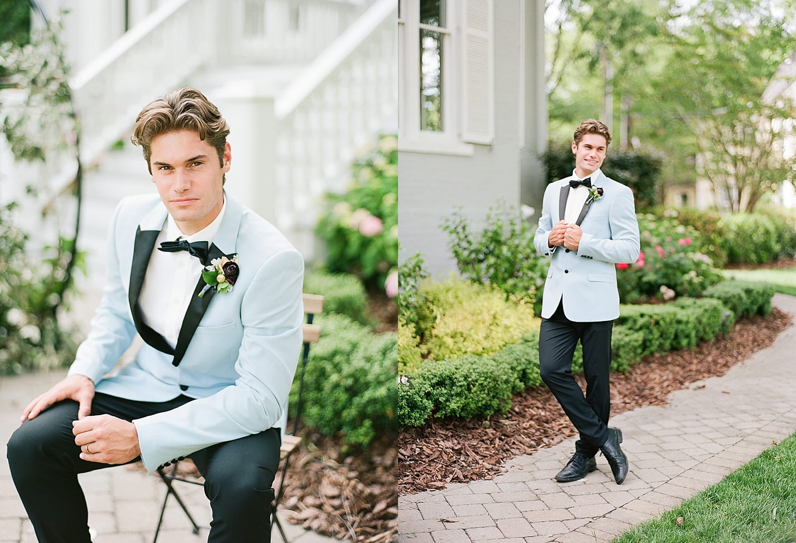 McAlister Leftwich House Wedding Groom in Blue Suit Coat Photos