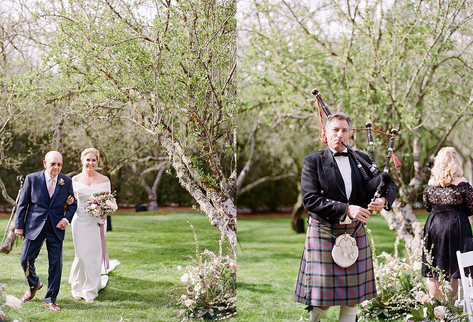 Old Edwards Inn Wedding Bride with Dad and Bag Piper Photos