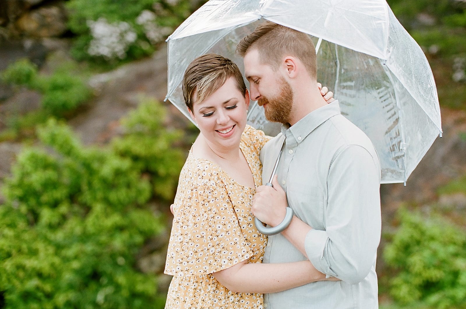 Blue Ridge Parkway North Carolina Couple Hugging Under Umbrella Photo