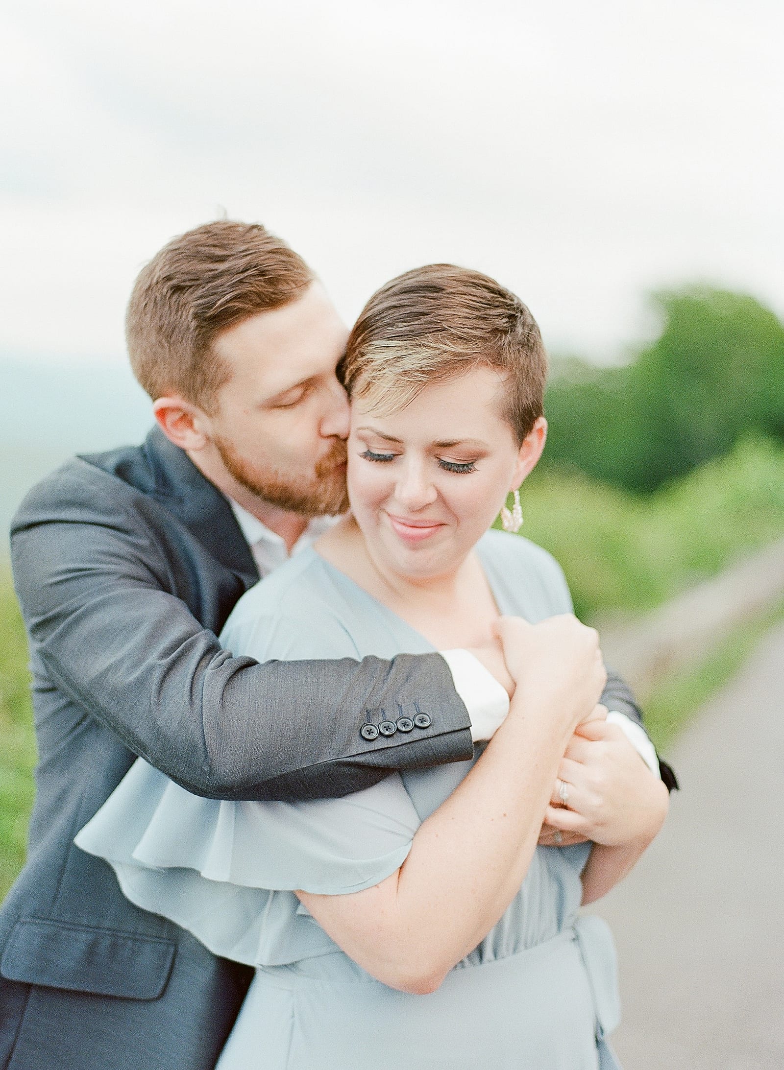 Blue Ridge Parkway North Carolina Couple kissing and laughing photo