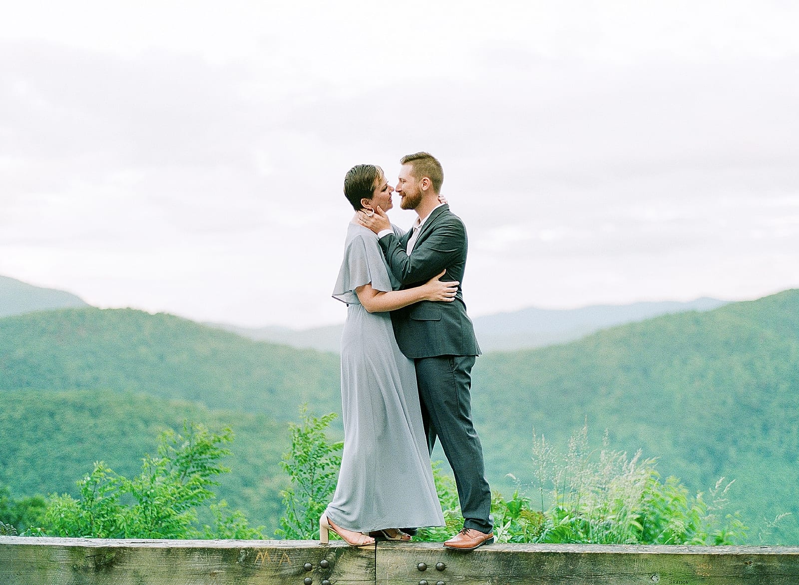 Blue Ridge Parkway North Carolina Couple smiling at each other photo