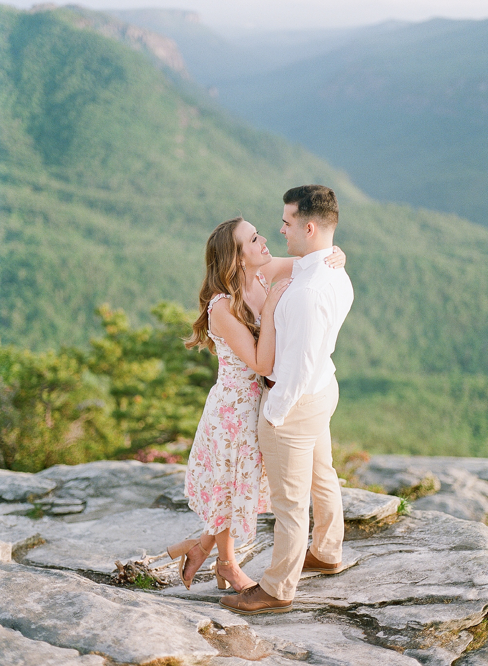 Hawksbill Mountain NC Couple Smiling at Each Other Photo