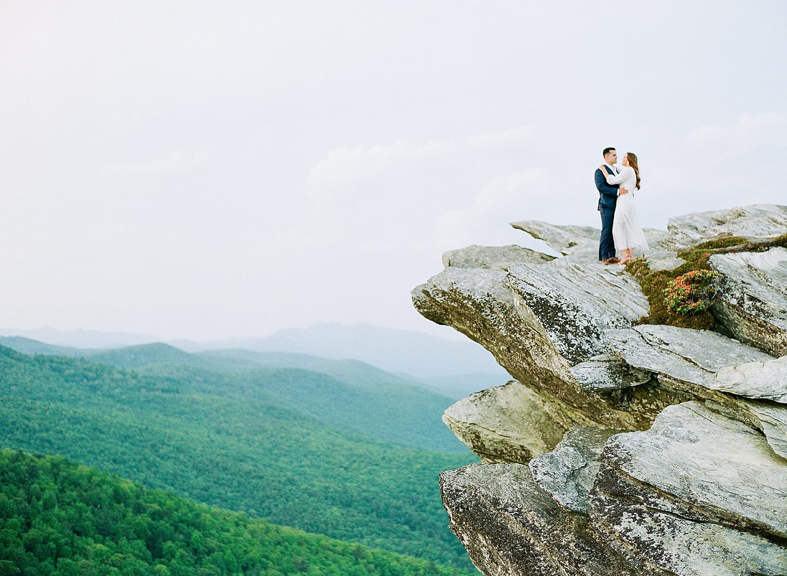 Hawksbill Mountain NC Couple on Mountain Ledge Photo