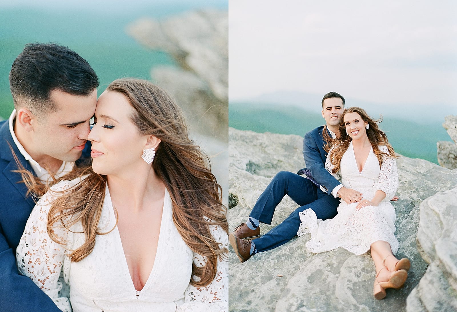 Hawksbill Mountain NC Couple Sitting on Rock Snuggling Photos