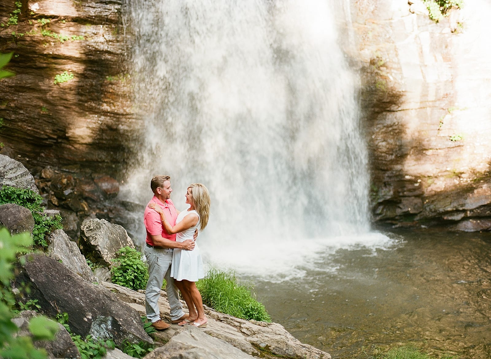 Looking Glass Falls NC Couple Smiling At Each Other Photo