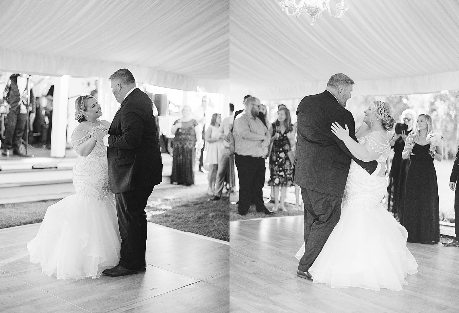 Orlando Wedding Photographer Black and White of Bride and Groom First Dance Photos