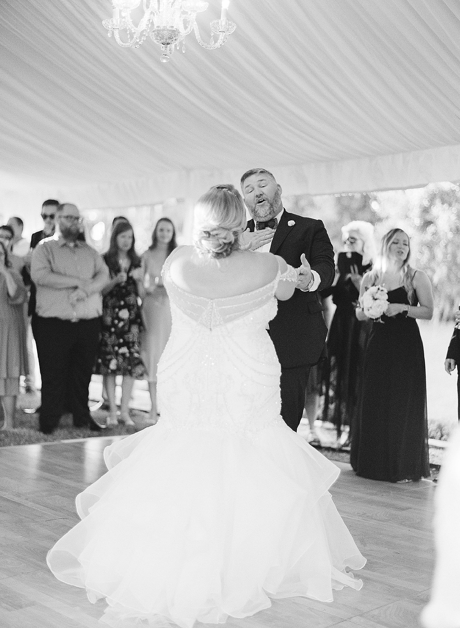 Orlando Wedding Photographer Bride and Groom First Dance Black and White Photo