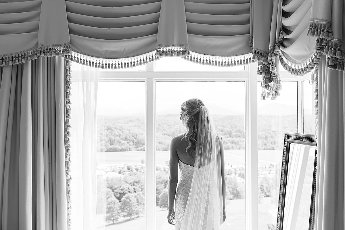Biltmore Wedding Black and White of Bride in Front of Window Photo